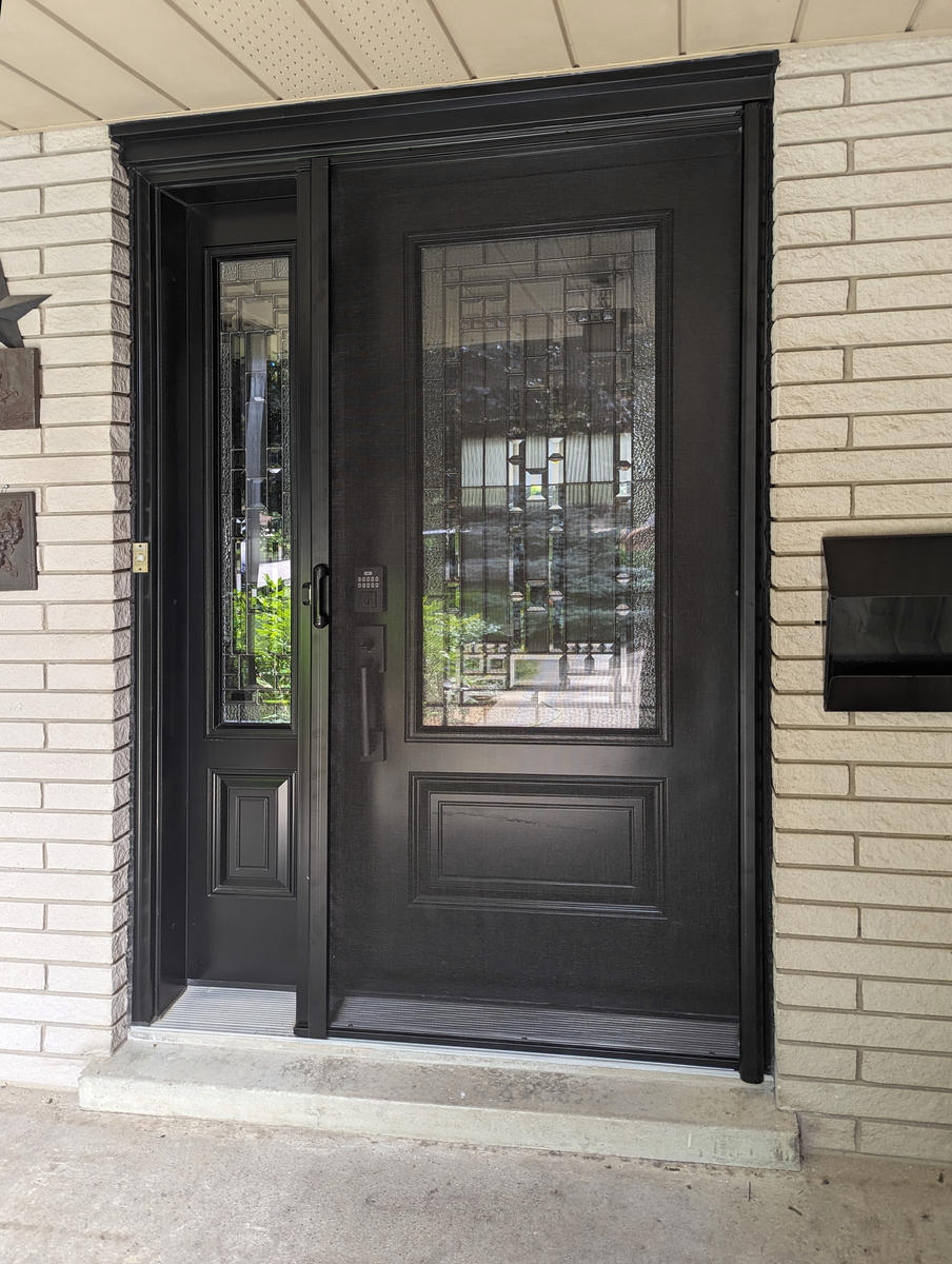 Mirage retractable screen door installation by Dann's Screens and More in and around London, Ontario and Lucan region